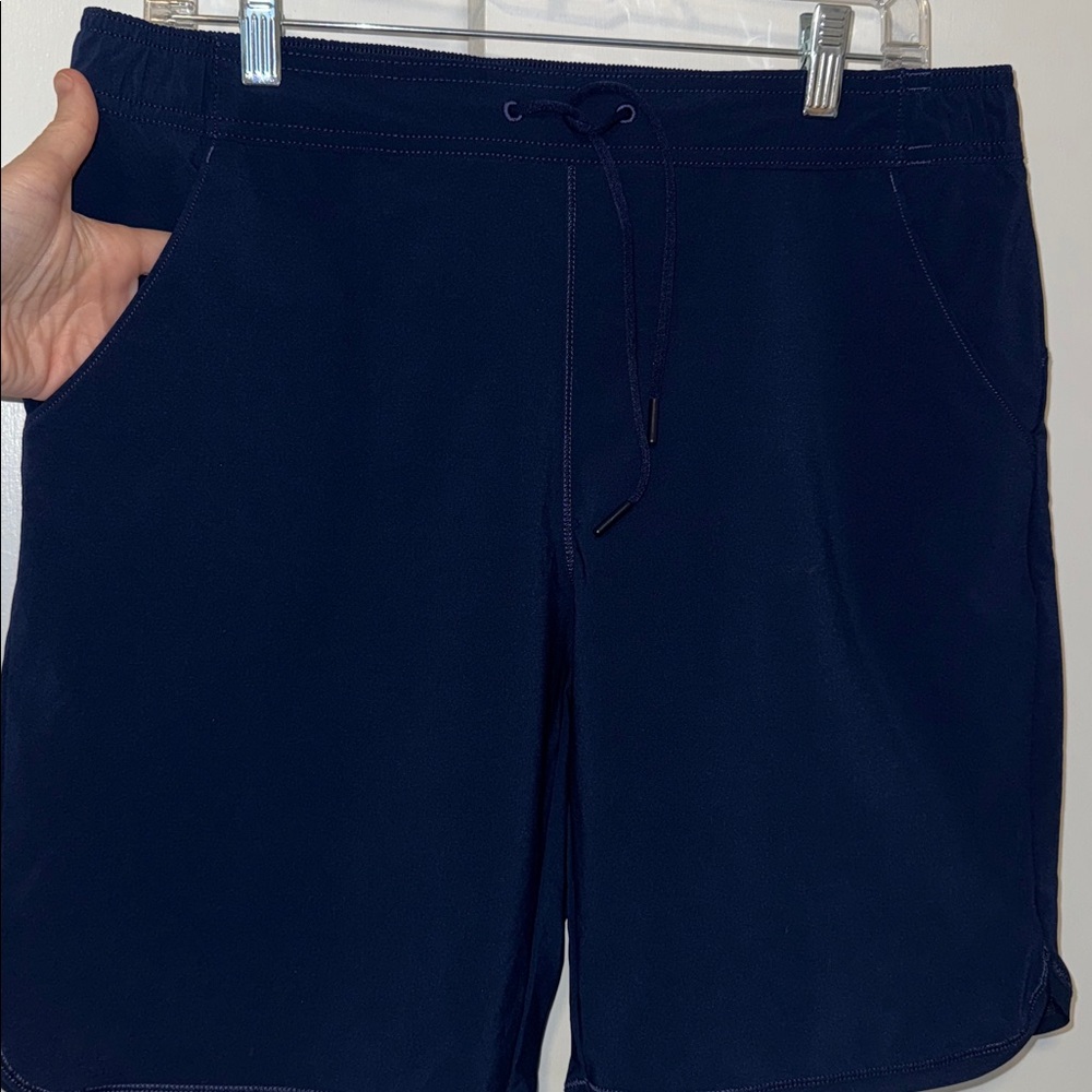 Land’s End Sport Drawstring 9” Shorts Navy Blue Women’s 10 - Picture 2 of 5